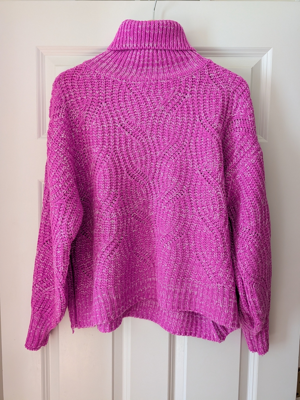 Fate Vibrant Fuchsia Cable Turtleneck Sweater